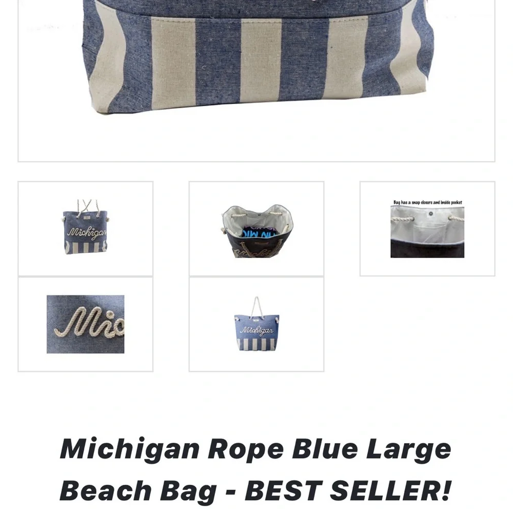 Robin Ruth Michigan Blue and White Tote - Picture 4 of 5